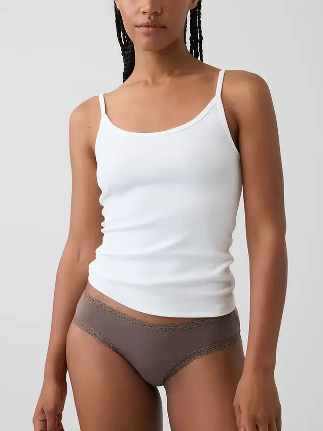 Hipster cheeky in morbidissimo cotone biologico elasticizzato con bordi in pizzo