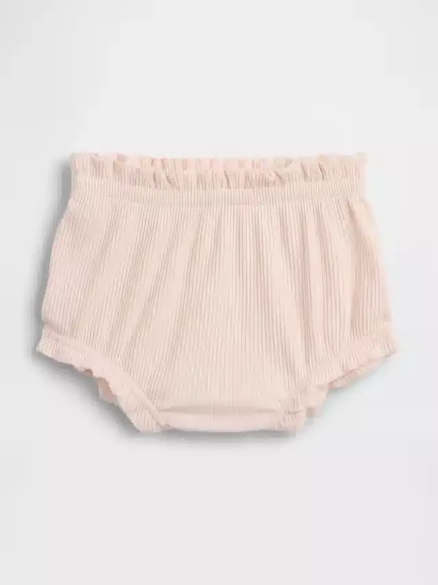 I primi preferiti del bebè: bloomers con volant a costine sottili