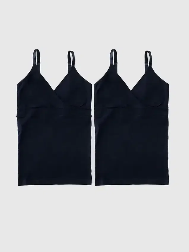 Ingrid and Isabel Basics Premaman: set da 2 canotte da allattamento senza cuciture con scollo incrociato