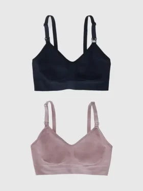 Ingrid and Isabel Basics Reggiseno premaman senza cuciture 2 in 1 per allattamento e estrazione del latte, confezione da 2