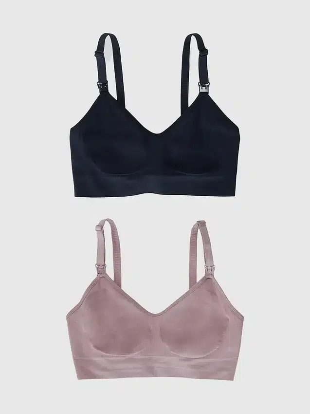 Ingrid and Isabel Basics Reggiseno premaman senza cuciture 2 in 1 per allattamento e estrazione del latte, confezione da 2
