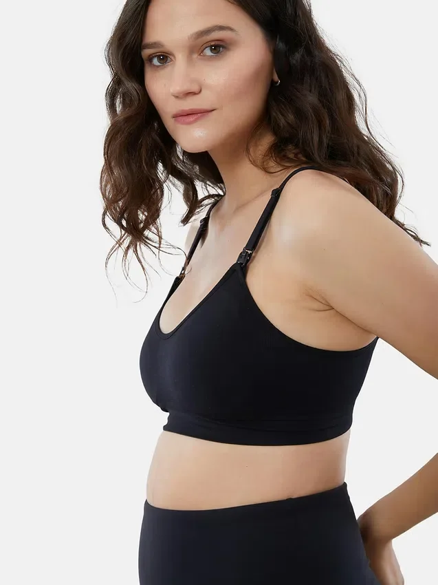 Ingrid and Isabel Basics Reggiseno premaman senza cuciture 2 in 1 per allattamento e estrazione del latte, confezione da 2