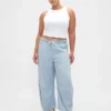 Jeans a cavallina a vita media in denim ultra morbido a righe