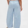 Jeans a cavallina a vita media in denim ultra morbido a righe