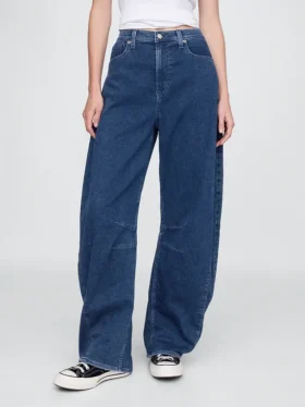 Jeans a cavallina in maglia a vita alta