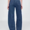 Jeans a cavallina in maglia a vita alta