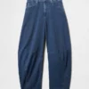 Jeans a cavallina in maglia a vita alta