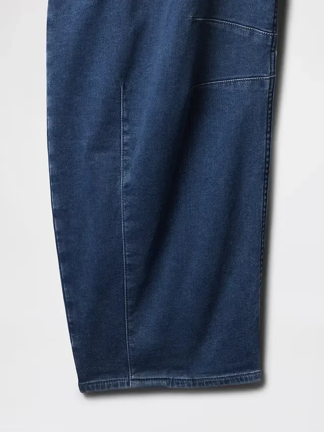 Jeans a cavallina in maglia a vita alta
