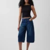 Jeans a culotte a vita alta con cintura