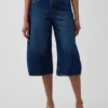 Jeans a culotte a vita alta con cintura