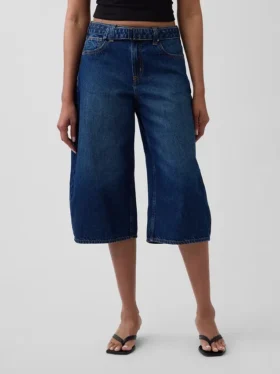 Jeans a culotte a vita alta con cintura