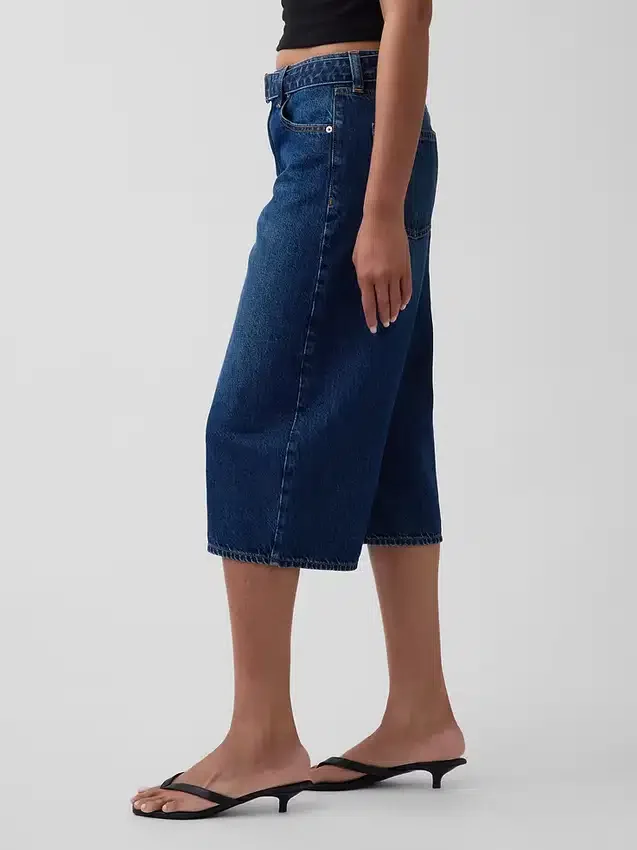Jeans a culotte a vita alta con cintura
