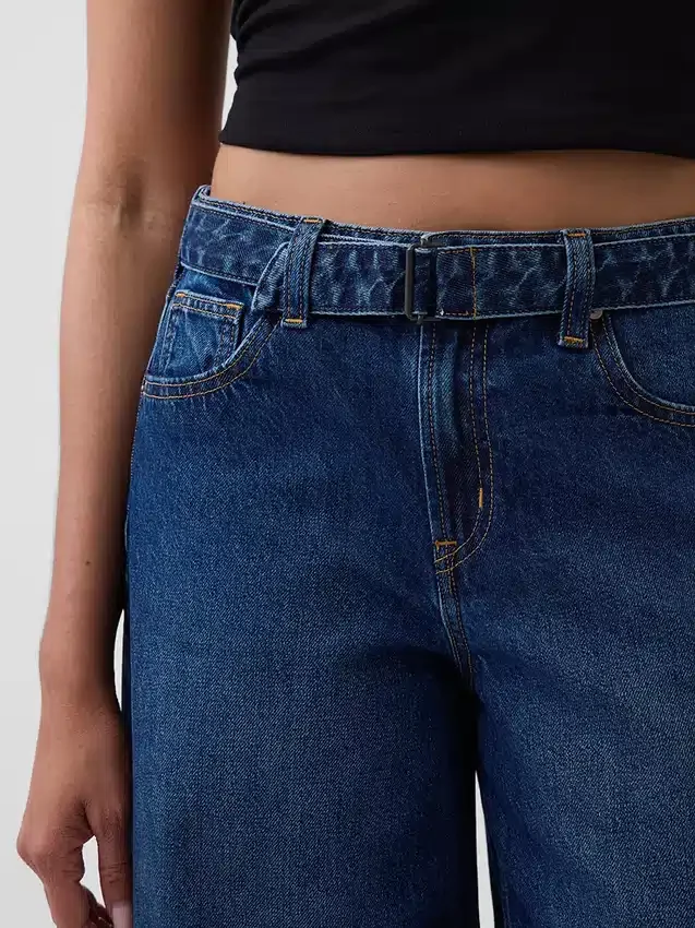 Jeans a culotte a vita alta con cintura