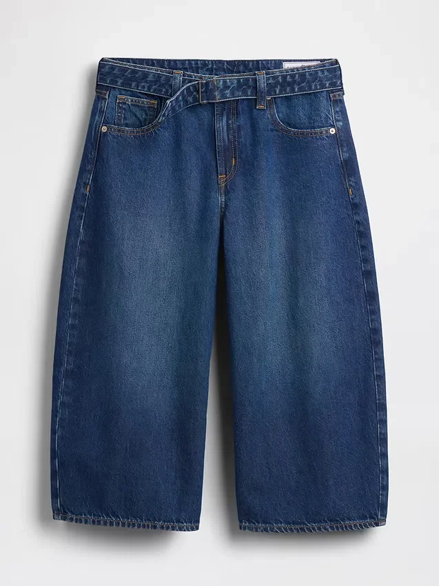 Jeans a culotte a vita alta con cintura