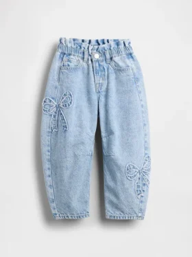 Jeans a ferro di cavallo con fiocco per neonato & bebè