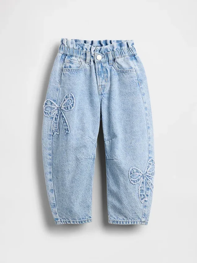 Jeans a ferro di cavallo con fiocco per neonato & bebè