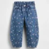 Jeans a ferro di cavallo con motivo floreale per neonato & bebè
