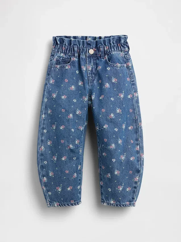 Jeans a ferro di cavallo con motivo floreale per neonato & bebè