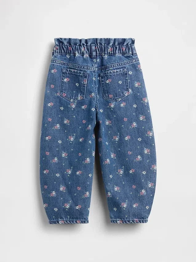 Jeans a ferro di cavallo con motivo floreale per neonato & bebè