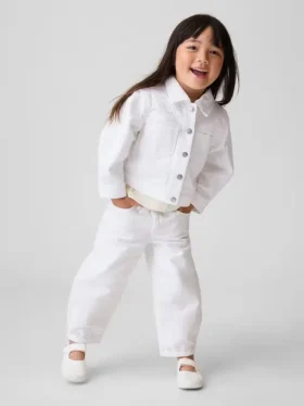 Jeans a ferro di cavallo con orlo traforato per neonato & bebè