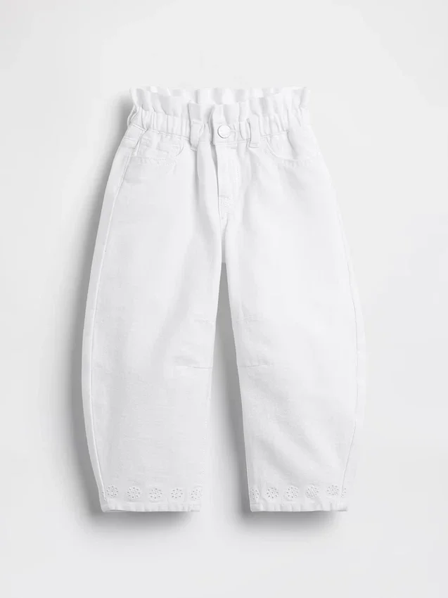Jeans a ferro di cavallo con orlo traforato per neonato & bebè