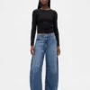 Jeans a vita alta a forma di ferro di cavallo