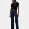 Jeans a vita alta con gamba larga