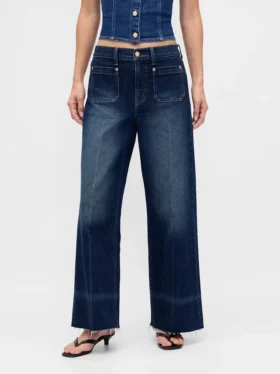 Jeans a vita alta con gamba larga