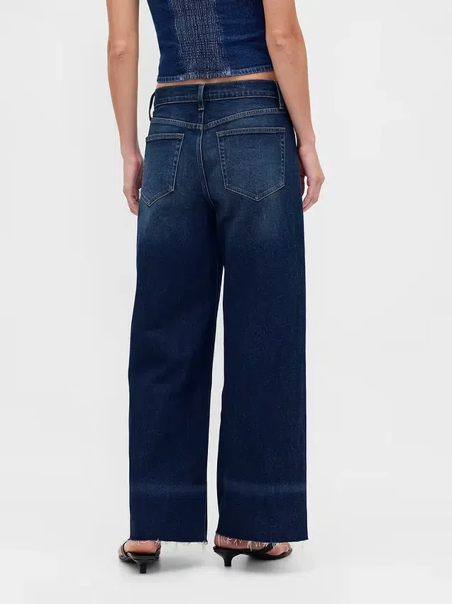 Jeans a vita alta con gamba larga
