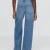 Jeans a vita alta con gamba larga