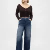 Jeans a vita alta con gamba larga