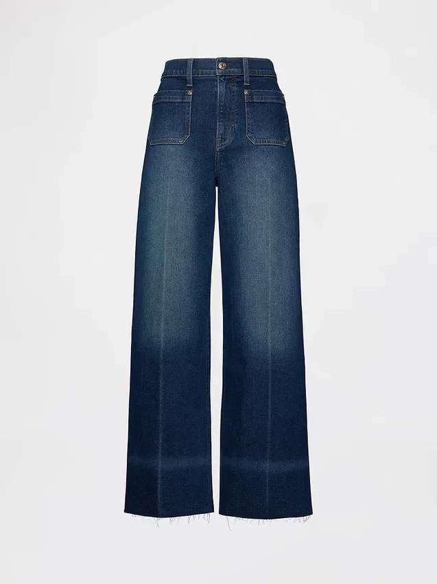 Jeans a vita alta con gamba larga