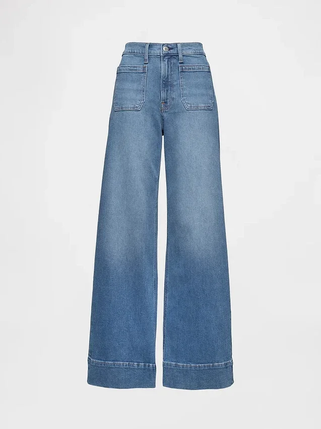 Jeans a vita alta con gamba larga