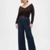 Jeans a vita alta con gamba larga