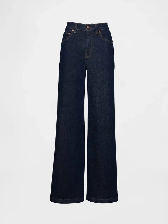 Jeans a vita alta con gamba larga
