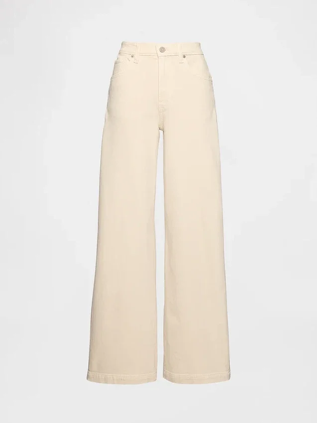 Jeans a vita alta con gamba larga