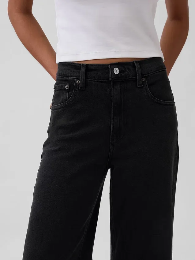 Jeans a vita alta con gamba larga