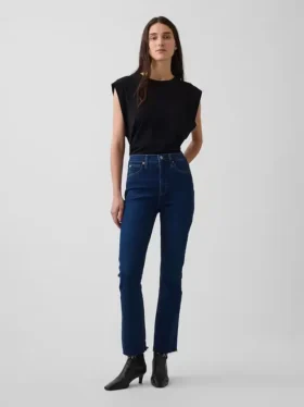 Jeans a vita alta con gamba svasata