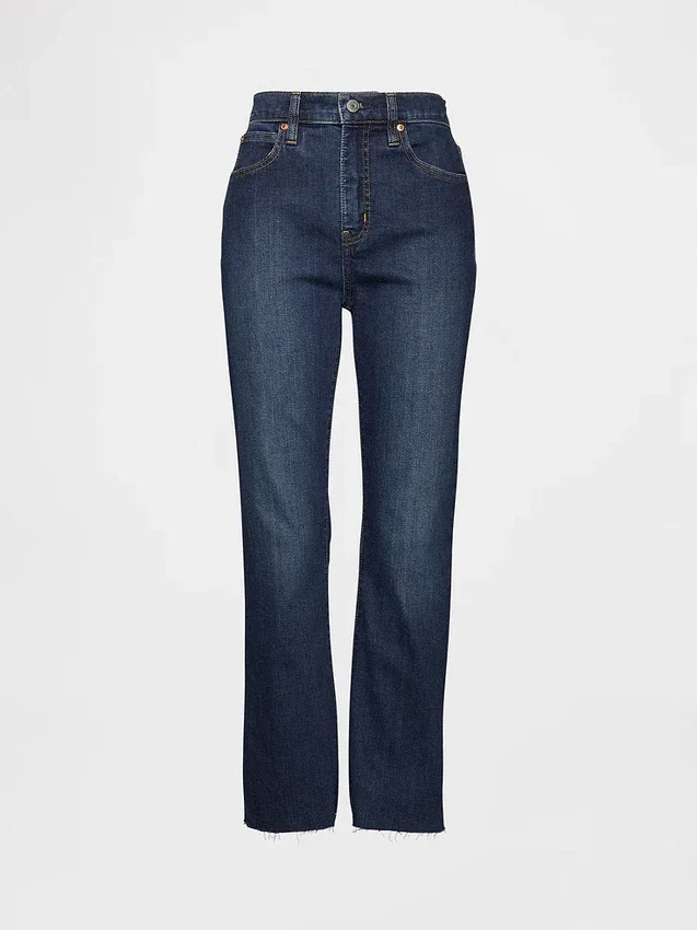Jeans a vita alta con gamba svasata