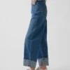 Jeans a vita alta con risvolto