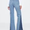 Jeans a vita alta con toppe in stile anni ’70 a zampa