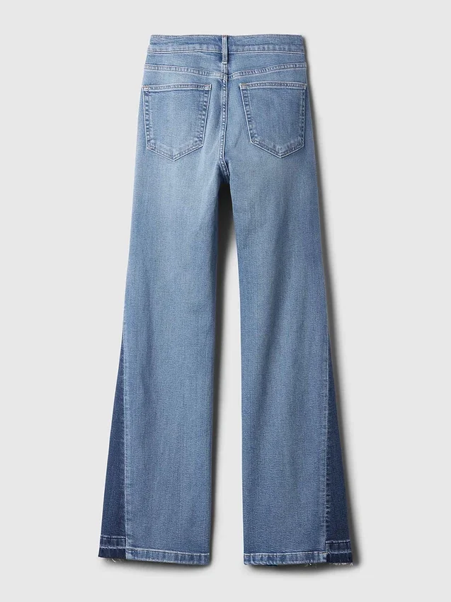 Jeans a vita alta con toppe in stile anni ’70 a zampa
