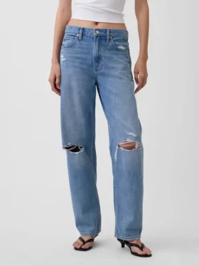 Jeans a vita alta dal taglio a botte