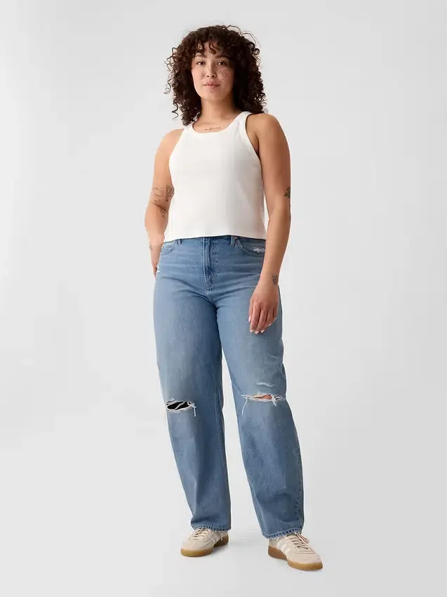 Jeans a vita alta dal taglio a botte