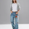 Jeans a vita alta dal taglio a botte