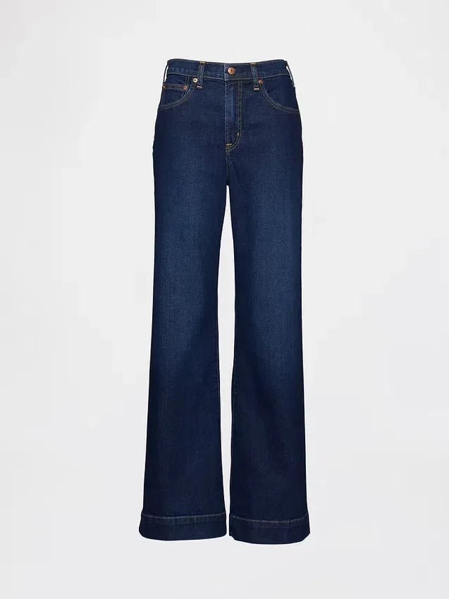 Jeans a vita alta dal taglio ampio e svasato