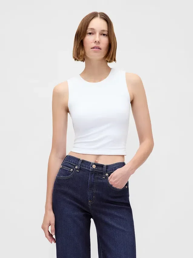 Jeans a vita alta dal taglio ampio e svasato