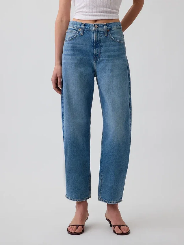 Jeans a vita alta e gamba larga