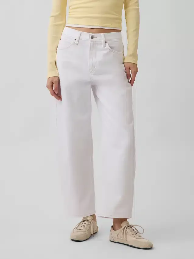 Jeans a vita alta e gamba larga