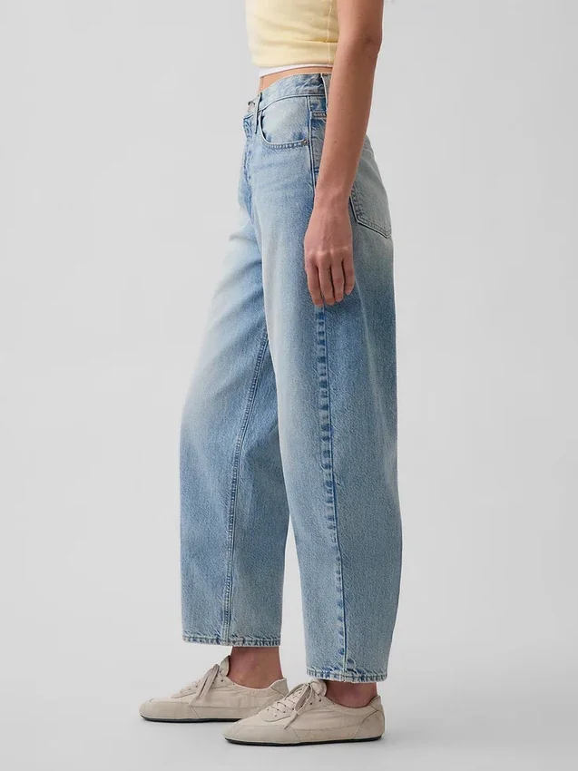 Jeans a vita alta e gamba larga